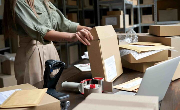Warehouse shelves and cartons prepared for receiving and consolidation